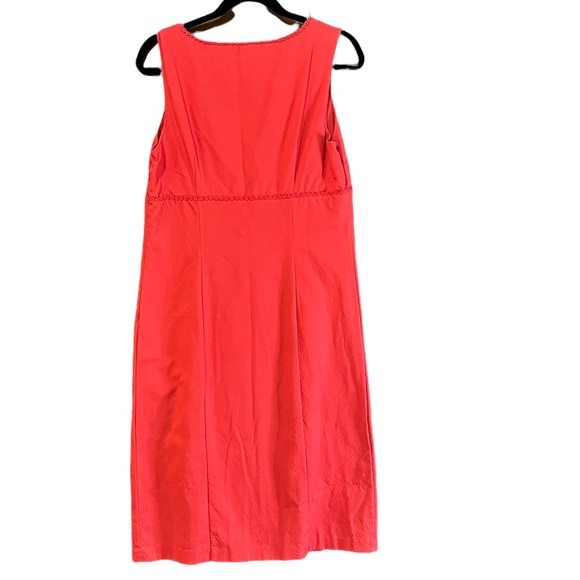 Boden Dress, Coral Pink Sheath with Eyelet Crocheted Detail, Size 10L - Picture 2 of 8